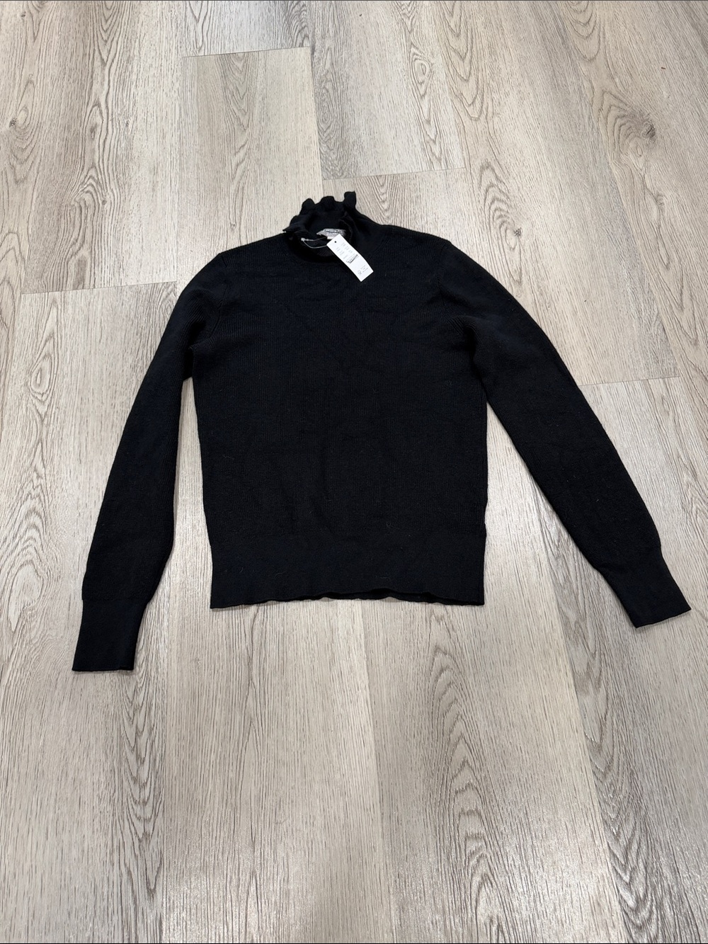 J. Crew Black Ruffle Mock Neck Sweater - Women